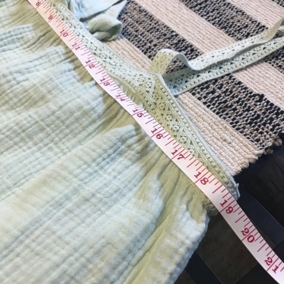 Magaschoni Pastel Mint Green Organic Gauze Crochet Tiered Midi Dress - Picture 12 of 12